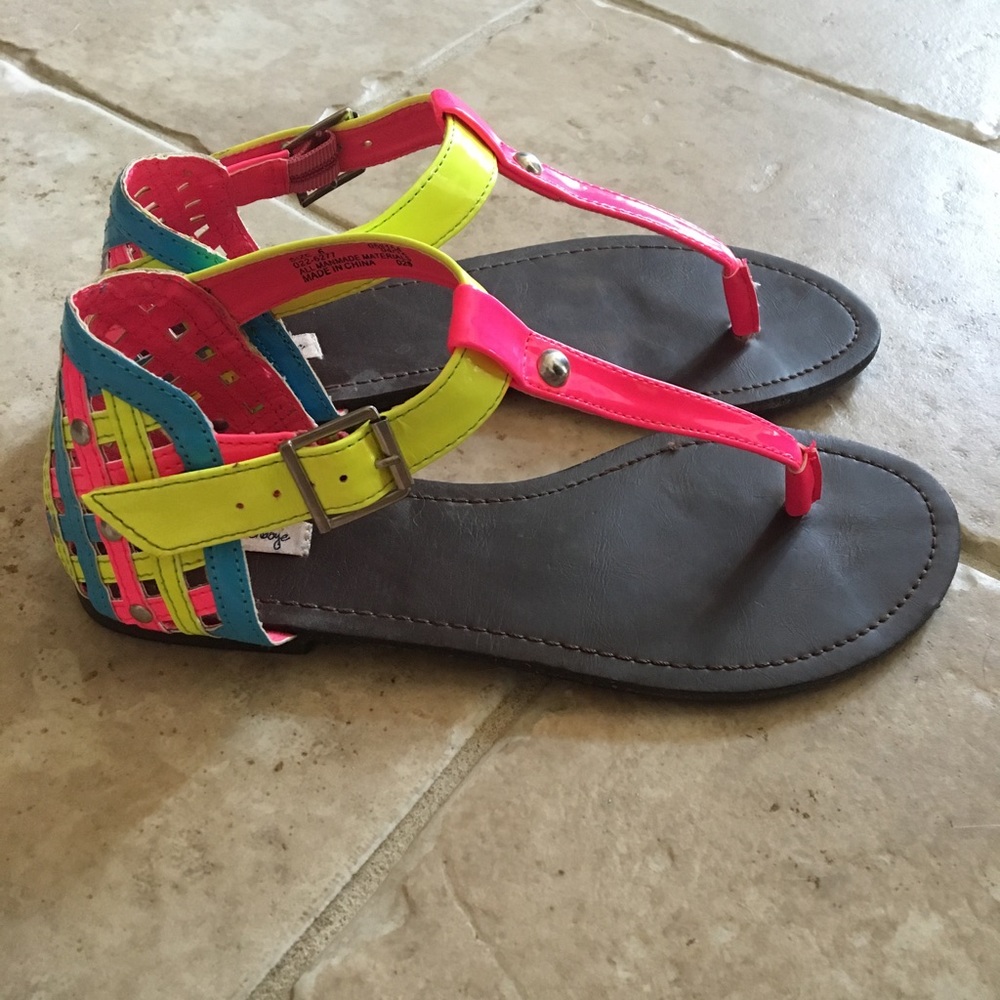 Neon Strappy Sandals